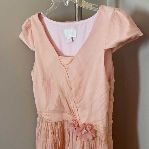 J. Crew Light Pink Misty Rose Mirabelle Crinkled Silk Chiffon Grecian Dress 6 - Picture 4 of 10